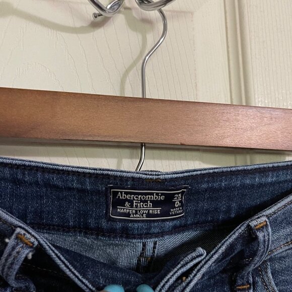 Abercrombie & Fitch Womens Dark Raw Hem Harper Low Rise Ankle Skinny Jeans 25/0 - Picture 3 of 8